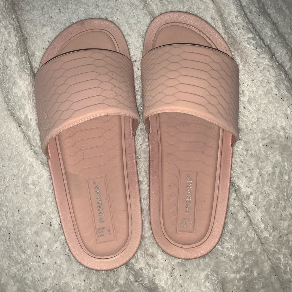 Pink Snakeskin Textured Slides